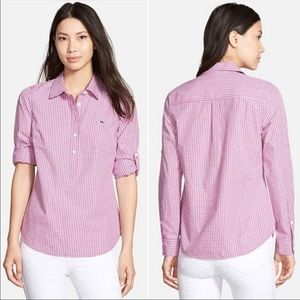 Vineyard Vines 0 gingham popover top fuschia